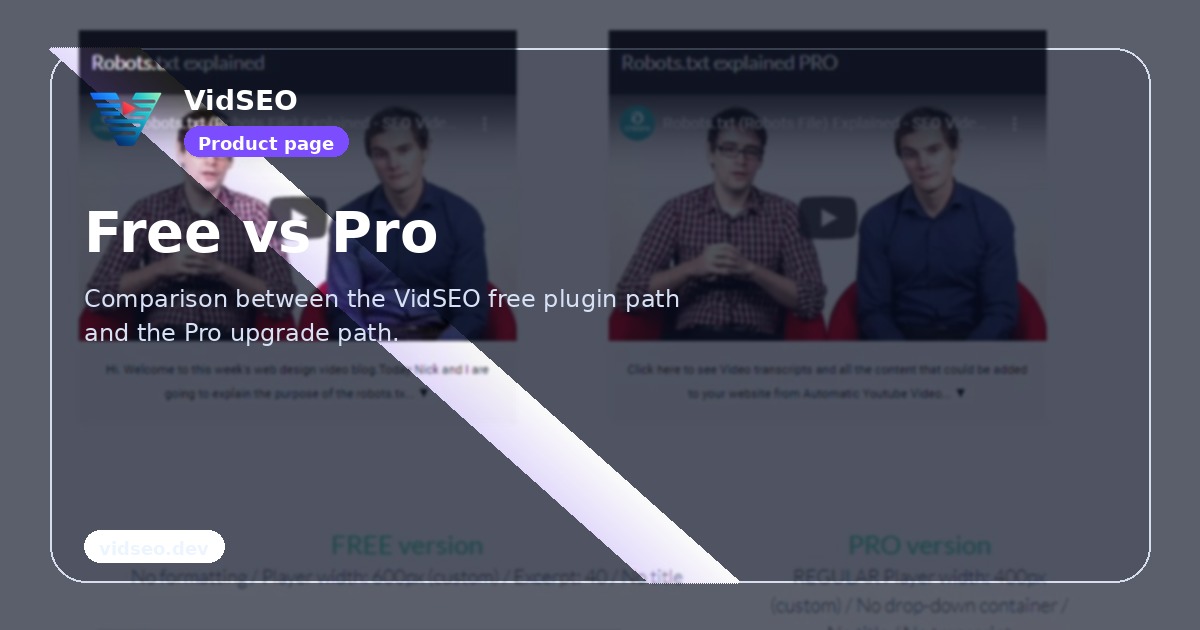 Free vs Pro | VidSEO